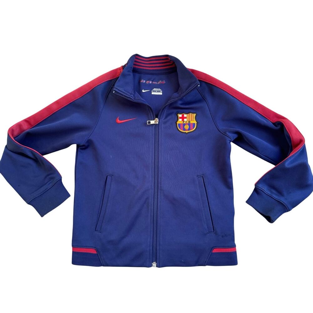 NIKE FC Barcelona Navy Blue Core Trainer Jacket Youth Small